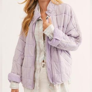 free people dolman quilted jacket in lilac